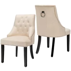 Costway Set Of 2 Button-Tufted Dining Chair Upholstered Armless Side Chair -Baxton Studio Store GUEST 3408d910 f367 4915 b992 4d039ec9269f