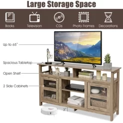 Costway 58'' TV Stand Entertainment Console Center W/ 2 Cabinets Up To 65'' GreyBlackWalnut -Baxton Studio Store GUEST 3417d174 06a5 49d9 a0f7 c77be2e5bb52