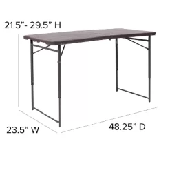 Emma And Oliver 4-Foot Height Adjustable Bi-Fold Dark Gray Plastic Folding Table With Handle -Baxton Studio Store GUEST 348f9381 cca2 485a 905e 235589da8d71