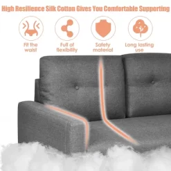 Costway Modern Loveseat Sofa 55'' Upholstered Chair Couch With Soft Cloth Cushion Grey -Baxton Studio Store GUEST 34db6656 c3ba 4e7e 84f8 d0981482a2b9