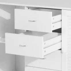 HOMCOM 47" Modern Storage Cabinet Buffet Sideboard With Drawers And Louvered Doors- White 11 HOMCOM 47" Modern Storage Cabinet Buffet Sideboard With Drawers And Louvered Doors- White -Baxton Studio Store GUEST 35895cc2 6202 4fb5 a38f 784887eef3df