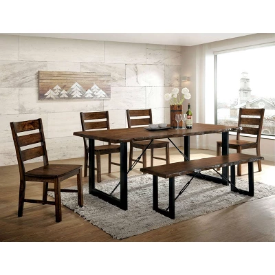 Iohomes Kopec Industrial Style Dining Table 6pc Set Walnut - HOMES: Inside + Out 3 Iohomes Kopec Industrial Style Dining Table 6pc Set Walnut - HOMES: Inside + Out