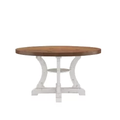 7pc Lexin Rustic Round Dining Table Set Distressed White/ Distressed Dark Oak - MiBasics -Baxton Studio Store GUEST 362fde50 a825 4b76 9548 ab2c6e8ea271