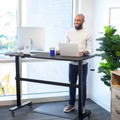 Tranzendesk Standing Desk – 55" Manual Height Adjustable Workstation – Cherry – Stand Steady -Baxton Studio Store GUEST 363ef1a7 35cf 4bd6 a3ab e064a94f49a2