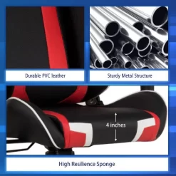 Costway Gaming Desk & Chair Set Z-Shaped Racing Style Desk With Massage Swivel Gaming Chair -Baxton Studio Store GUEST 368c28d2 d11a 47f9 81a8 95acaa7a3d2b