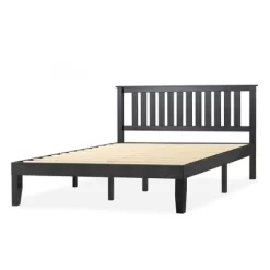 14" Marley Solid Wood Platform Bed With Paneled Headboard Black - Mellow 21 14" Marley Solid Wood Platform Bed With Paneled Headboard Black - Mellow -Baxton Studio Store GUEST 36fce9a6 986f 4287 a6df b85139cdc125