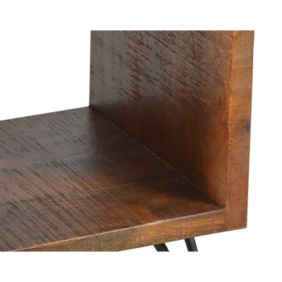 22" Textured Cube Shape Wooden Nightstand With Angular Legs Brown/Black - The Urban Port 4 22" Textured Cube Shape Wooden Nightstand With Angular Legs Brown/Black - The Urban Port - Image 2