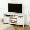 HOMCOM 65 Inch TV Stand With Storage, Media Cabinet TV Entertainment Center With Wooden Shelves And Doors For Living Room Furniture, White