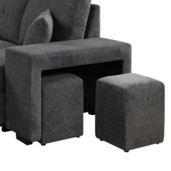 95" Pull Out Sleeper Sofa, Reversible L-Shape Sectional Couch With Storage Chaise And 2 Stools-ModernLuxe -Baxton Studio Store GUEST 384fe5bd eb01 451e ae72 764ac57cceb9