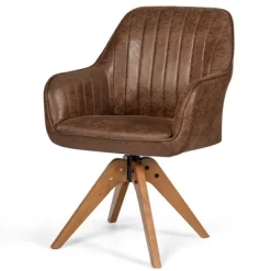 Costway Mid Century Swivel Accent Chair Hot-Stamping Cloth Armchair Retro Brown -Baxton Studio Store GUEST 38ac1317 4ccf 48b6 beff fc1b38063a4f