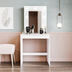 Emma Vanity Table With Lighted Mirror White - Polifurniture 8 Emma Vanity Table With Lighted Mirror White - Polifurniture -Baxton Studio Store GUEST 39240014 6081 4357 9c9e d388b231d59d