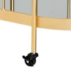 Kamal Glam Brushed Metal And Mirrored Glass 2 Tier Mobile Wine Bar Cart Gold - Baxton Studio -Baxton Studio Store GUEST 39246001 9838 429d a479 8ab308e39ffc