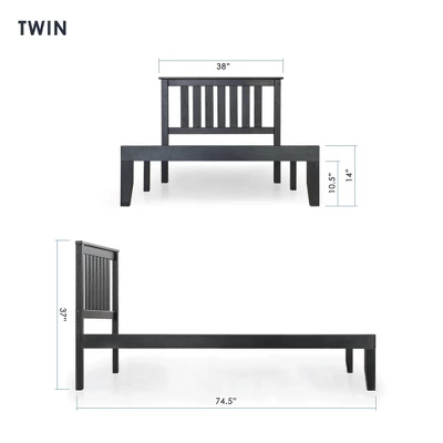 14" Marley Solid Wood Platform Bed With Paneled Headboard Black - Mellow 8 14" Marley Solid Wood Platform Bed With Paneled Headboard Black - Mellow - Image 6