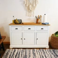Sunnydaze Decor Sunnydaze Sideboard With 3 Drawers And 3 Doors - Solid Pine Construction - White - 32" -Baxton Studio Store GUEST 3d49ffc8 6f44 4df5 b8b7 53adb10cbb92
