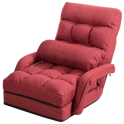 Costway Folding Floor Single Sofa Massage Recliner Chair W/ A Pillow 5 Adjustable Backrest Position Leisure Lounge Couch BlueRedWhite 8 Costway Folding Floor Single Sofa Massage Recliner Chair W/ A Pillow 5 Adjustable Backrest Position Leisure Lounge Couch BlueRedWhite - Image 6