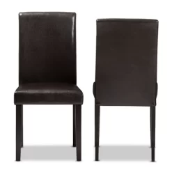 Set Of 2 Mia Modern And Contemporary Faux Leather Upholstered Dining Chairs Dark Brown - Baxton Studio