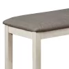 Wooden Bench With Fabric Upholstered Seat And Chamfered Legs Gray/White - Benzara