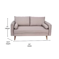 Emma And Oliver Upholstered Mid-Century Modern Pocket Spring Loveseat With Wooden Legs And Removable Back Cushions -Baxton Studio Store GUEST 3ed2e2ae 1301 4e8d bf7b b705dc79d5e3