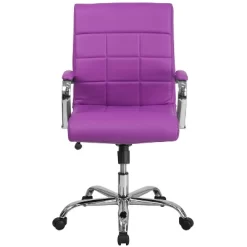 Emma And Oliver Mid-Back Vinyl Executive Swivel Office Chair With Chrome Base And Arms -Baxton Studio Store GUEST 3f12d223 9161 4980 97b6 e49e2e040d5a