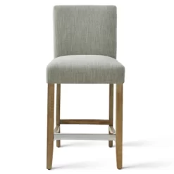 North 26.5" Seat Height Upholstered Counter Height Stool With Rubberwood Legs And Stainless Steel Foot Rest(Set Of 2) -The Pop Maison
