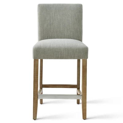 North 26.5" Seat Height Upholstered Counter Height Stool With Rubberwood Legs And Stainless Steel Foot Rest(Set Of 2) -The Pop Maison 3 North 26.5" Seat Height Upholstered Counter Height Stool With Rubberwood Legs And Stainless Steel Foot Rest(Set Of 2) -The Pop Maison