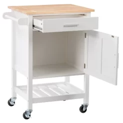 Sage Wood Kitchen Cart White - CorLiving -Baxton Studio Store GUEST 413293dc 24b0 4e72 a8a8 dfaf31f26388