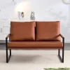 Stylish PU Leather Loveseat With 2 Pillows – ModernLuxe
