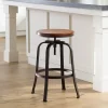 Elm Lane Hammered Bronze Swivel Bar Stool Brown 29" High Industrial Dark Wood Adjustable For Kitchen Counter Height Island Home -Baxton Studio Store GUEST 41b09151 4021 456c a7f6 ac59d1738b4d