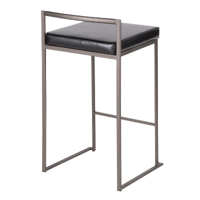 Set Of 2 26" Fuji Contemporary Stackable Counter Height Barstools Antique With Cushion 5 Set Of 2 26" Fuji Contemporary Stackable Counter Height Barstools Antique With Cushion - Image 3