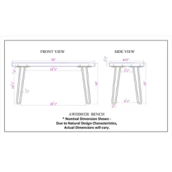 Alaterre Furniture Hairpin Natural Brown Live Edge Wood With Metal Bench -Baxton Studio Store GUEST 428a3e54 ca52 4710 a0ec cc496d376858