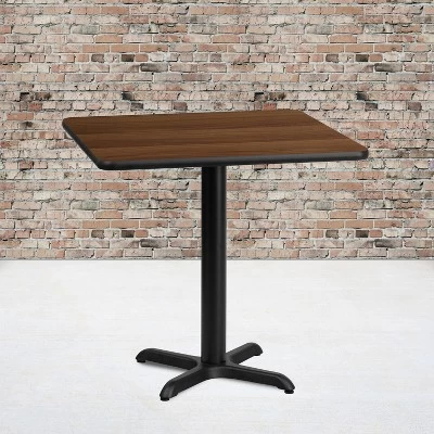Flash Furniture 30'' Square Walnut Laminate Table Top With 22'' X 22'' Table Height Base 3 Flash Furniture 30'' Square Walnut Laminate Table Top With 22'' X 22'' Table Height Base
