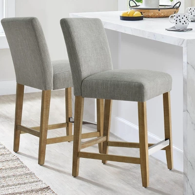 North 26.5" Seat Height Upholstered Counter Height Stool With Rubberwood Legs And Stainless Steel Foot Rest(Set Of 2) -The Pop Maison 11 North 26.5" Seat Height Upholstered Counter Height Stool With Rubberwood Legs And Stainless Steel Foot Rest(Set Of 2) -The Pop Maison - Image 9
