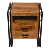 2 Drawer Wooden Farmhouse Side Table With Open Cubby And Iron Frame Brown/Black - The Urban Port -Baxton Studio Store GUEST 449737da d2b0 4dc6 81d5 1a9edc32e654