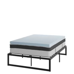 Flash Furniture 14 Inch Metal Platform Bed Frame With 12 Inch Pocket Spring Mattress In A Box And 3 Inch Cool Gel Memory Foam Topper -Baxton Studio Store GUEST 44abbc70 3035 4edb 8e85 43888c0f2fd5