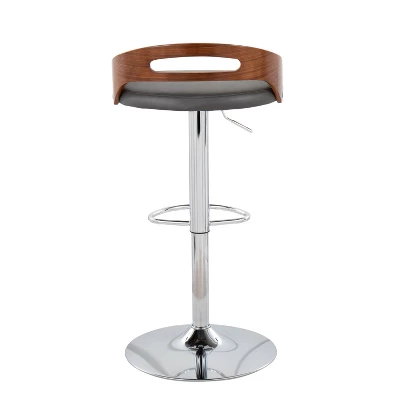 Set Of 2 Cassis Upholstered Barstool Gray/Walnut - Lumisource 6 Set Of 2 Cassis Upholstered Barstool Gray/Walnut - Lumisource - Image 4