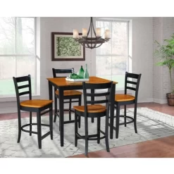 36"x36" Counter Height Dining Set With 4 Emily Stools - International Concepts