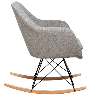 Costway Rocking Chair Fabric Rocker Upholstered Single Sofa Chair Accent Armchair Grey 11 Costway Rocking Chair Fabric Rocker Upholstered Single Sofa Chair Accent Armchair Grey - Image 9