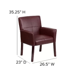 Emma And Oliver Leather Executive Side Reception Chair With Mahogany Legs -Baxton Studio Store GUEST 458218e6 bbdc 4bd9 8408 4a6195903521