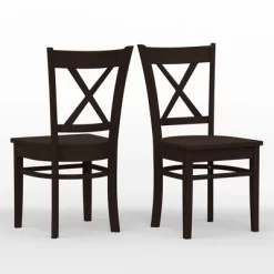 Glenwillow Home Oval Butterfly Leaf Dining Table + Cross Back Dining Chairs Dining Set -Baxton Studio Store GUEST 45d9a3b3 eb80 4cf3 9b04 7f2d26be4ae2