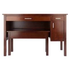 2pc Emmett Desk Set With Bench Walnut - Winsome -Baxton Studio Store GUEST 46f8ae32 48b0 45a1 af50 b8b47b9ce9f0