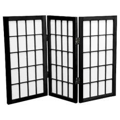 2 Ft. Tall 3 Panels Desktop Window Pane Shoji Screen - Oriental Furniture