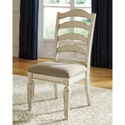 Set Of 2 Realyn Ladderback Dining Upholstered Side Chair Chipped White - Signature Design By Ashley