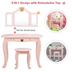 Costway Kids Makeup Dressing Table Chair Set Princess Vanity & Tri-folding Mirror -Baxton Studio Store GUEST 49c9ed0f b5d0 4287 b8ec 744782b5cca8