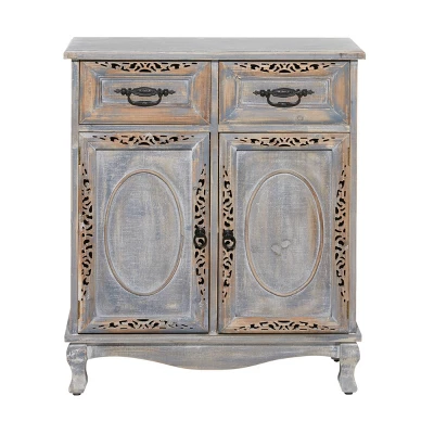 Vintage Wood Cabinet Gray - Olivia & May 6 Vintage Wood Cabinet Gray - Olivia & May - Image 4