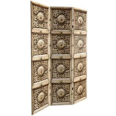 6" Double Sided Stone Doorway Canvas Room Divider Gray - Oriental Furniture 7 6" Double Sided Stone Doorway Canvas Room Divider Gray - Oriental Furniture - Image 5