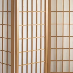 5 Ft. Tall Window Pane Shoji Screen - Natural (6 Panels)