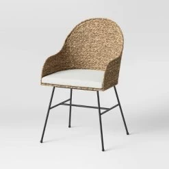 Landis Woven Backed Dining Chair With Cushion Natural - Threshold™ -Baxton Studio Store GUEST 4b820867 5f47 4df7 a8d6 a76087dc890c