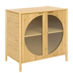 Aash 2-Doors Solid Bamboo Storage Cabinet,Circle-Shape Doors Farmhouse Storage Cabinet With 1 Adjustable Inner Shelves-The Pop Maison -Baxton Studio Store GUEST 4b85e7ab 3ed6 40fe 8af9 7667ff5e78d1