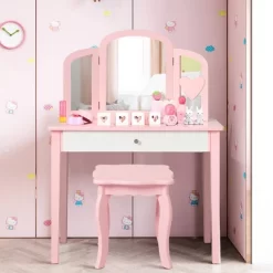 Costway Kids Vanity Set Princess Makeup Dressing Play Table Set W/Mirror White Pink 19 Costway Kids Vanity Set Princess Makeup Dressing Play Table Set W/Mirror White Pink -Baxton Studio Store GUEST 4bee96ac 5128 4faa 9101 e6e21920d27d