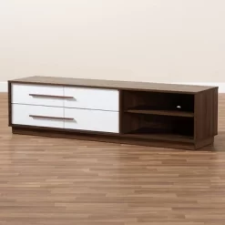 Mette Walnut Finished Wood TV Stand For TVs Up To 63" White - Baxton Studio -Baxton Studio Store GUEST 4c18b981 acac 47d3 b4f7 a71418202230